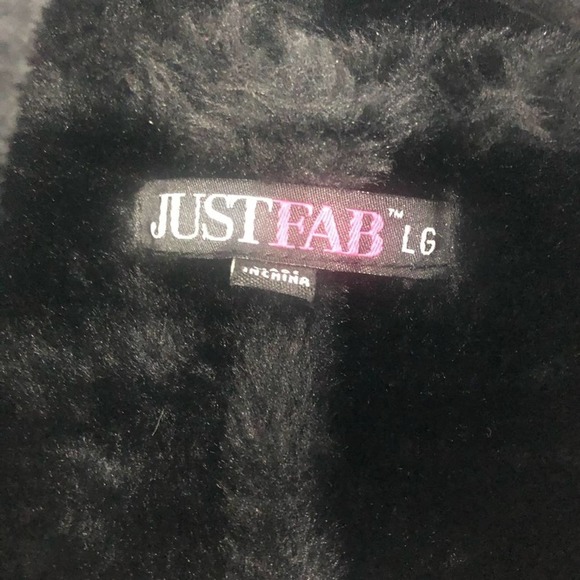 Just Fab Faux Shearling Waterfall Black Vest Sz L - Picture 2 of 12